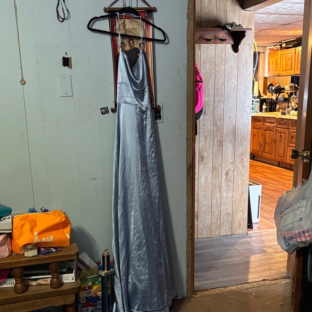 Elegant light blue Satin Gown